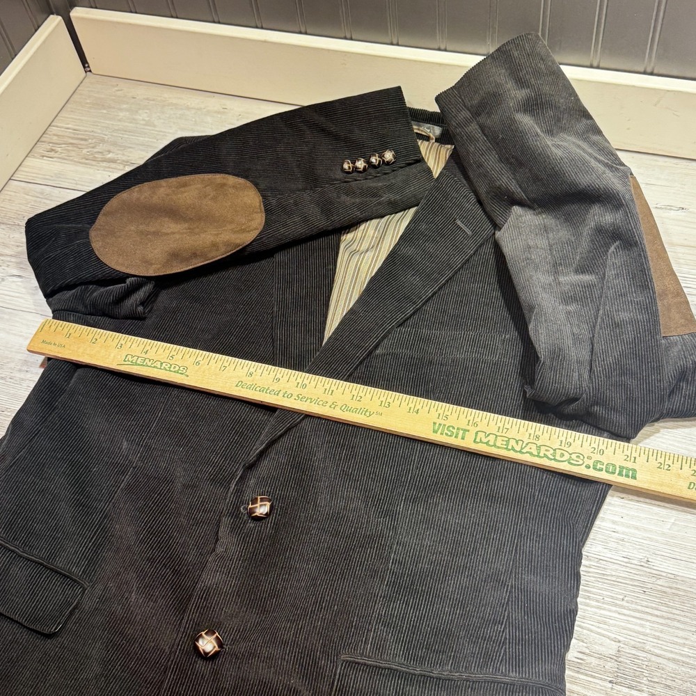 CHAPS Men's Corduroy Sport Coat Blazer Elbow Patches Black Size 40R - Picture 4 of 7